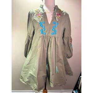 Boutique Dress Size S Women's Embroidered Coquette Indie Sleaze Mini Sage Green